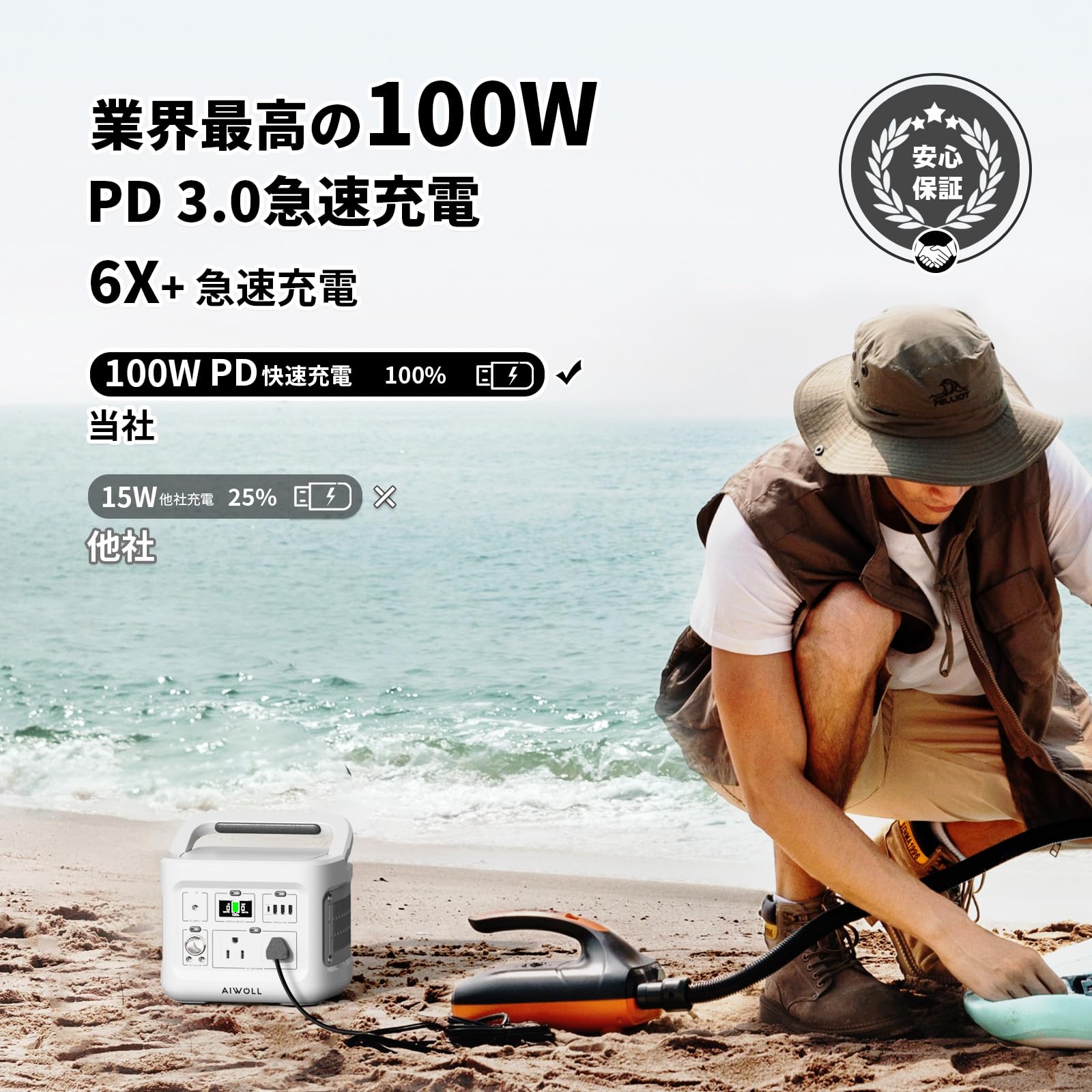 Amazon.co.jp: AIWOLL ポータブル電源 リン酸鉄 355Wh/110938mAh